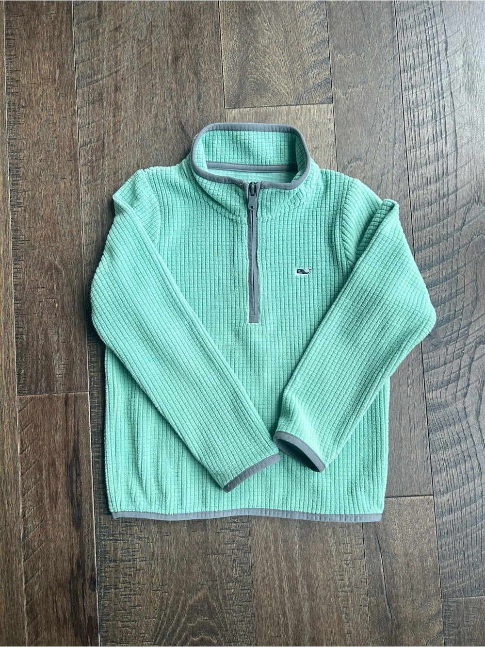 Vineyard Vines Boy’s Mint Green Quilted Fleece Like Quarter-Zip Pullover Sweater